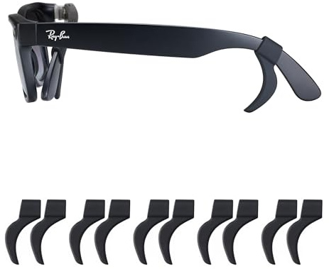 Omnful Glasses Ear Grips for RayBan Meta(Gen1&Gen2),Thick Temples-Anti-Slip Silicone Eye Glasses Ear Grippers, Eyeglass Cushions, Sleeve Retainer, Sunglass Holder, Hooks, Accessories-5 Pairs Black