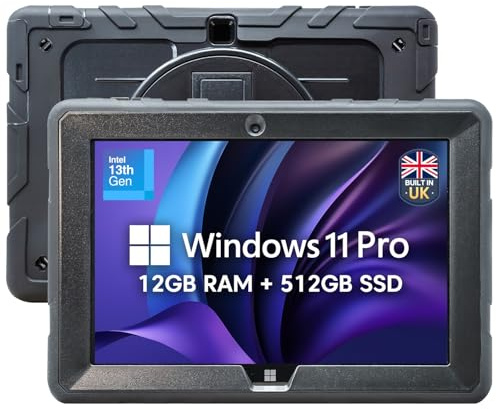 Fusion5 Built in UK 10.1” Windows 11 Professional Rugged Tablet PC - 12GB RAM 512GB SSD, Intel 13th Gen, Full HD Windows Tablet Computer, USB C, HDMI - 2 Year Full Warranty with Accidental Damage