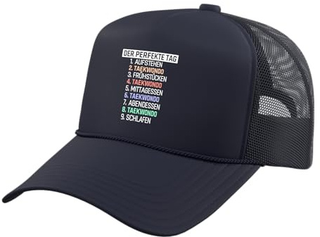 Taekwondo Saying Outfit Suit Gift Men Women Trucker Hat with Adjustable Mesh Back, Navy Blue