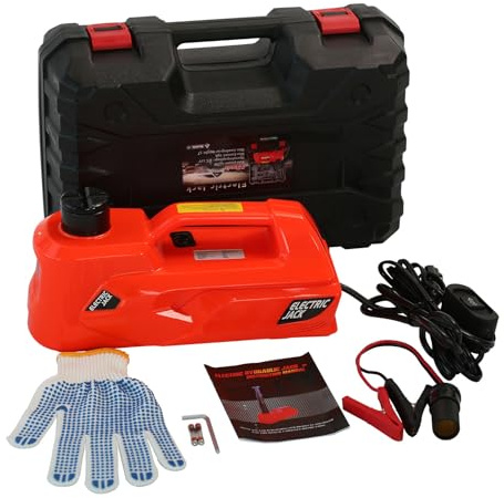 Tbest Gato Eléctrico para Coche de 12 V, Kit de Elevación Hidráulica para Coche de 5 Toneladas con Bomba de Aire, Luz LED, Gato Automático Portátil para SUV, Camión, de Neumáticos de