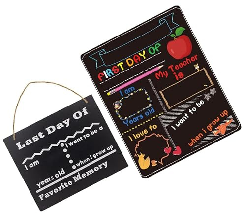 Mipcase 2pezzi Lavagna Doppia Faccia per Primo e Giorno di Scuola Lavagna con Lettere Stampate per Decorazione Casa e Cancelleria Scolastica