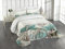 ABAKUHAUS Türkis Tagesdecke Set, Retro Hibiscus Kunst, Set mit Kissenbezug Moderne Designs, für Einzelbetten 170 x 220 cm, Beige Teal