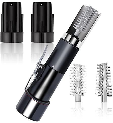 BJYX Ecailleur Électriques à Poisson avec 3 Types Lames(4 têtes au Total) Machine à Gratter Électrique Rechargeable sans Fil Étanche pour Gratter Divers Types d'écailles de Poisson,2 Batteries