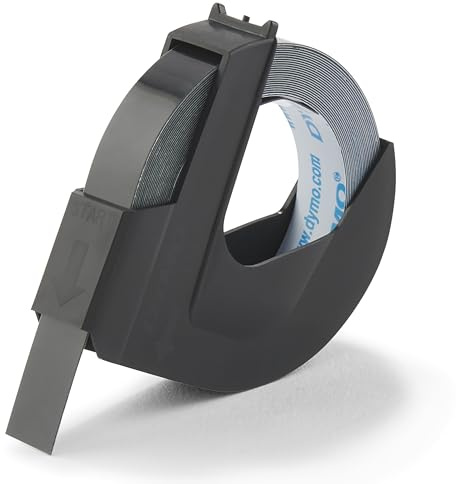 Dymo Authentic Embossing Label Tape | 9 mm x 3 m roll | White Print on Black | Self-Adhesive | for Embossing Label Makers | 1 Count