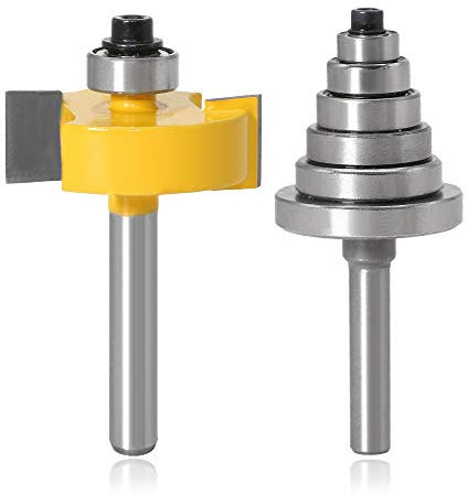 Mesee 1/4 Inch Shank Rabbeting Router Bit with 6 Bearings Set Woodworking Slot Cutter Tools with 1/8, 1/4, 5/16, 3/8, 7/16, 1/2 Interchangeable Bearings