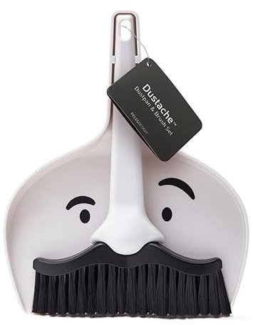 Peleg Design Dustache – Mini Tischkehrset mit Schnurrbart-Look | Tischbesen mit Schaufel & Kleiner Besen für Küche, Auto & Camping