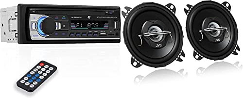 NK Autoradio mit Bluetooth 4.0-1 DIN - 4x40W, AUX-Funktion, MP3 Player und Dual-USB-Anschluss, FM-Stereosound & JVC CS-J420X 10 cm 2-Wege-Koaxial-Lautsprecher, 2 Stück