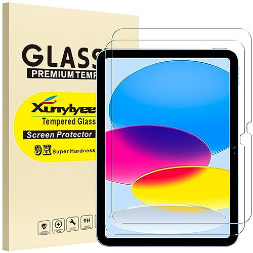 XunyLyee 2 Pack Screen Protector for iPad A16 11th/10th Generation (2025/2022 Model) Bubble Free Tempered Glass Film Easy Installation