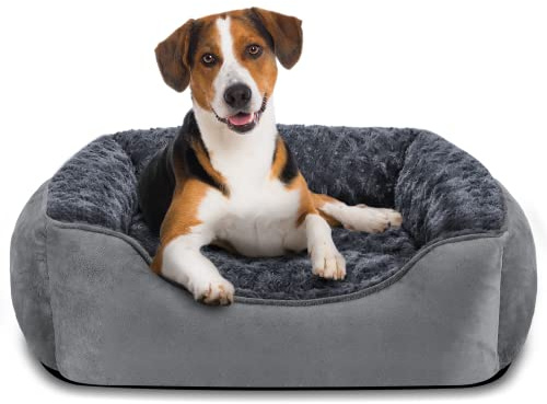 JOEJOY Panier Chien Lit pour Chien Coussin Chien Panier pour Chien Dehoussable Lavable Lit Chien Doux et Confortable Panier Moyen Chien Antidérapant Paniers pour Chiens Gris M(63x53x20cm)