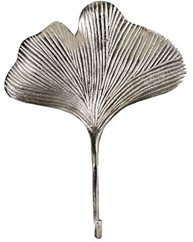 riess-ambiente.de Dekoratives Kleiderhaken 3er Set Ginkgo 29cm Silber Handmade Metall