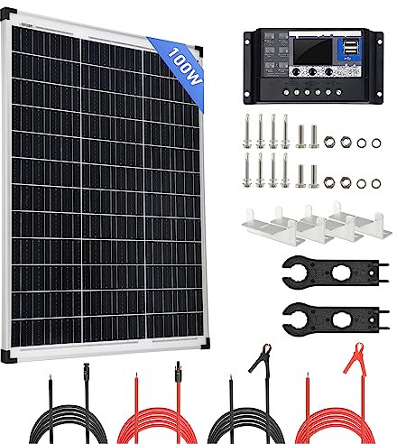 100W Solarpanel 12V Monokristallines Solarmodul Solarpanel-Set Photovoltaik 100 Watt Solaranlage mit 30A Laderegler für netzunabhängige Energieladung für Wohnmobil, Boot, Wohnwagen, Haushalt