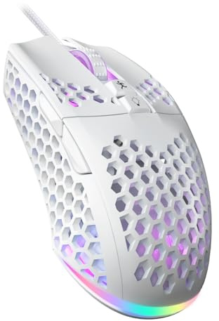 SOLAKAKA SM900 Gaming Mouse Wired with RGB,Adjustable 12800 DPI Wired Gaming Mouse with Side Buttons,Computer Mouse for Laptop/PC,White