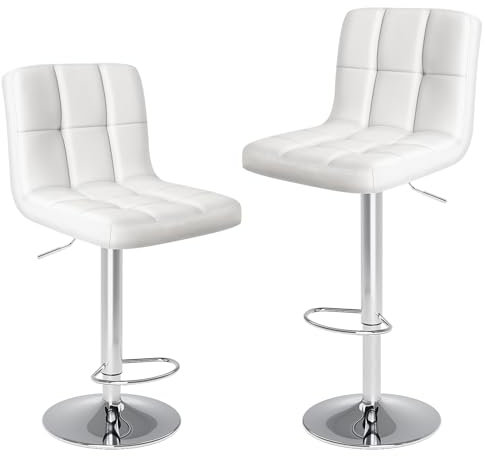 DUMOS barhocker 2er Set, moderner Stil barstuhl höhenverstellbar 60-80 cm, Metallbeine bar hocker, hocker küche, hoch barhocker mit lehne, geeignet für Bar, Küche und Wohnzimmer bar Stool (Weiß)