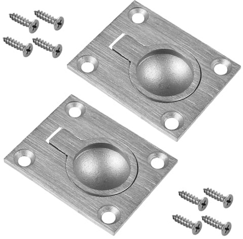 SPEACOUR 2 PCS Poignée Encastrable Tiroir Poignée Marine en Acier Inoxydable Poignée de Bateau de Trappe Enfoncée Casier de Trappe Affleurant de Bateau avec 8 Vis pour Casier Portes Coulissantes(Rond)