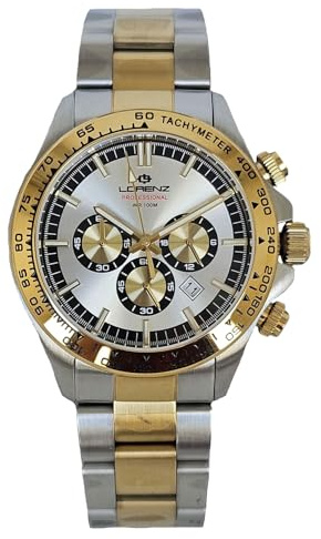 Lorenz Chrono 26176AA kronograf för män kvarts tvåfärgad sub 100 meter, Flerfärgad, Modern