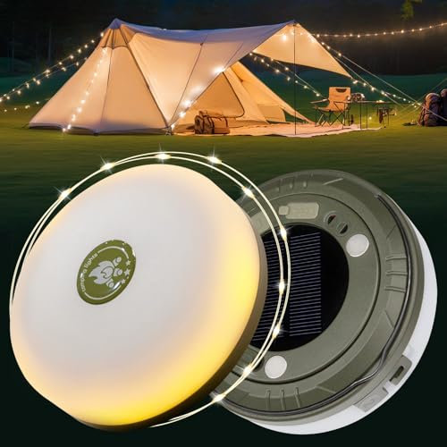 Camping String Lights Reel, 10M Solar Camping Fairy Lights with 5 Modes, 4 in 1 Camping Lights Rechargeable, USB & Solar Outdoor String Light , Retractable Fairy Light for Camping, Christmas Halloween
