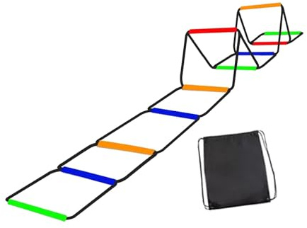 Qianly Scala di velocità Pieghevole per Allenamento E Coordinamento del Fitness, 10 Griglie con Borsa