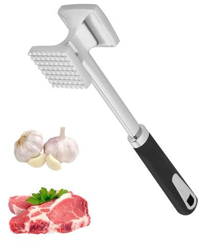 TIDEVAN Attendrisseur de Viande en INOX 27 cm Marteau à Steak pour Steak Marteau à Double Face pour Attendrir la Viande avec Manche Antidérapant pour Attendrir la Viande Steak Poulet Côtelettes