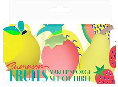 Puckator Juego de 3 esponjas de maquillaje de frutas de verano, mini soplos de polvo facial, esponjas de maquillaje, esponjas de mezcla, productos de belleza, accesorios para mujeres, adolescentes y