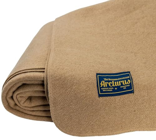 Arcturus Bighorn 100% Virgin Wool Blanket | Heirloom-Quality Wool Bedding for Home & Cabin | Warm, Thick & Durable (Twin Size, Flax)