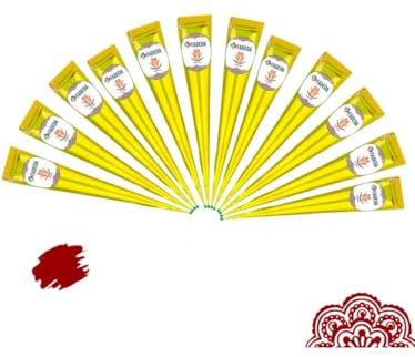 12 coni di henné FADEDA | 12 x 25 g di pasta naturale | marrone castagno (rosso-marrone) | 100% vegetale | pronto all'uso e senza PPD