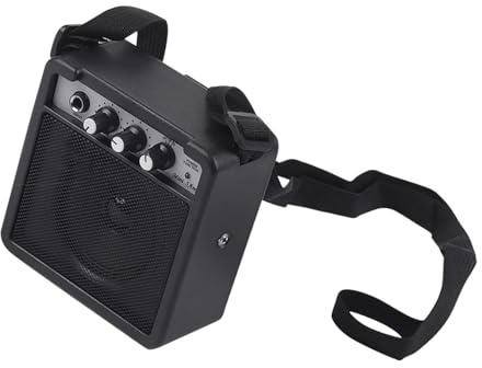 Dilwe Justerbart Ljud 5W Mini Gitarrförstärkare Högtalare med överdrivfunktion för blå Resemusiker (Svart)