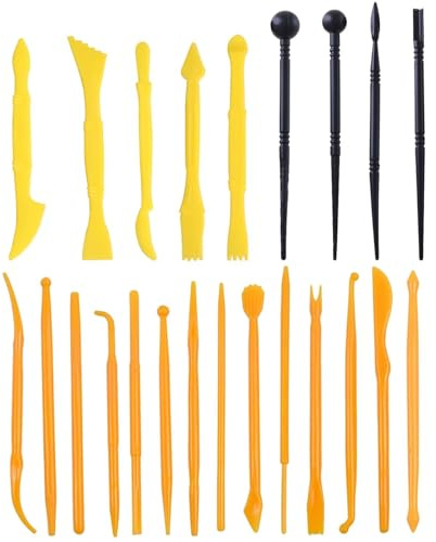 Glanzend Lot de 23 outils de poterie, en céramique, argile polymère, outils de modelage, pour modélisme, sculpture, bricolage, fabrication de bougies