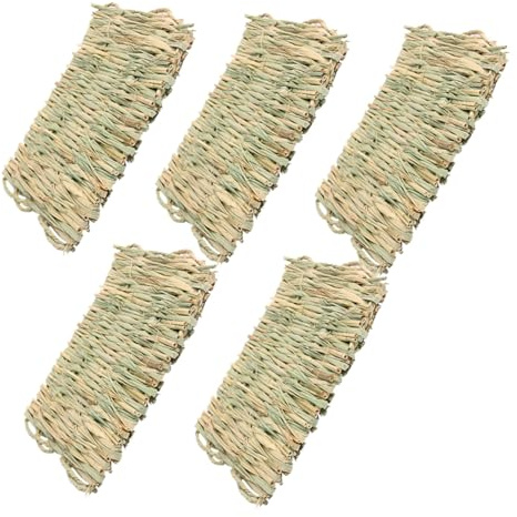 NOLITOY 5 Tapetes de Paja para Conejos Pequeños Cojines de Cama Tejidos Naturales Tapetes Refrigerantes y Juguetes para Roer Aptos para Hámster Cobayas y Otros Animales Pequeños Uso
