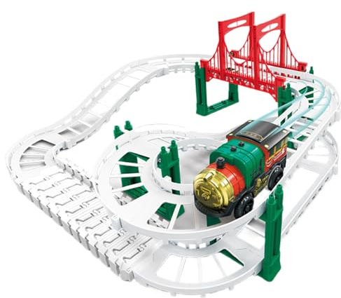 Nuiorfty 38 Unids/Set Juego de Trenes de Navidad Eléctricos Vías de Múltiples Juegos de Trenes de Navidad Plástico con Pilas para Niños Niñas Vacaciones de Cumpleaños