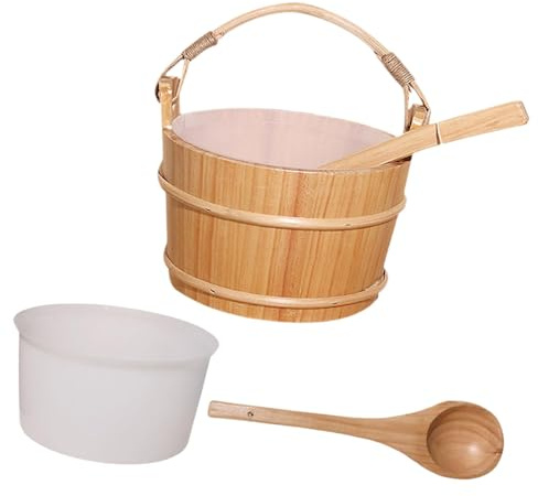 ZGUZMCMK Secchio Da Sauna in Legno con Mestolo, Secchio Da Bagno in Legno per Vasca