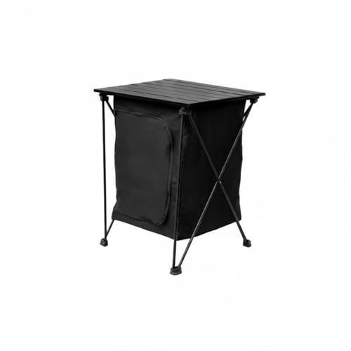 HGZLQKD Portable Storage Cabinet Outdoor Aluminum Foldable Camp Table Enclosed Storage Organizer With Carry Bag Suitable for Camping Picnic Travel Home, Black
