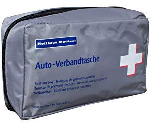 Kfz-Verbandtasche Auto Verbandkasten mit Malteser Anwendungsbroschüre DIN 13164 grau