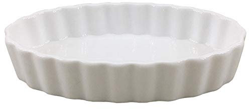 TAMUME Plato Hondo para Tartas, Molde para Hornear de Porcelana y Bandeja para Pizza, Bandeja Redonda para Tartas de Cerámica y Bandeja Estriada para Hornear Pasteles (26cm)