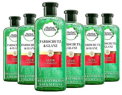 Herbal Essences Pure Shampoo Farbschutz & Glanz 6er Set (6x 225 ml), Haarpflege gefärbte Haare, coloriertes Haar, ohne Silikon, Sulfate und Farbstoffe, Aloe + Mango