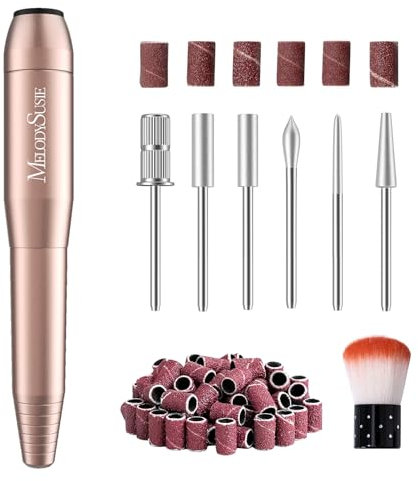 MelodySusie PC120I Nail Drill 20000RPM E File for Beginners, Compact Electric Nail Files Portable Nail Drill Machine Manicure Pedicure Set for Acrylics Nails and Gel Nails , Gold