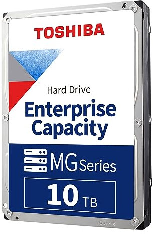 Toshiba 10TB Enterprise Internal Hard Drive – MG Series 3.5 SATA HDD for Server, Storage, 24/7 Operation, Hyperscale, Cloud (MG06ACA10TE) (Renewed)