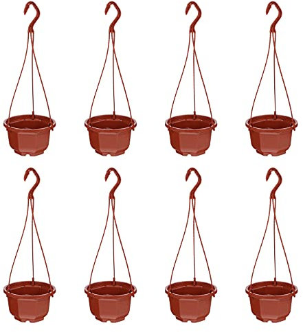 Cabilock 8Pcs Hängende Pflanzer Hängen Blumentöpfe Kunststoff Pflanzen Aufhänger Halter Hängenden Korb für Indoor Outdoor Garten Sukkulenten Decke Wand Fenster Hängen Kaffee