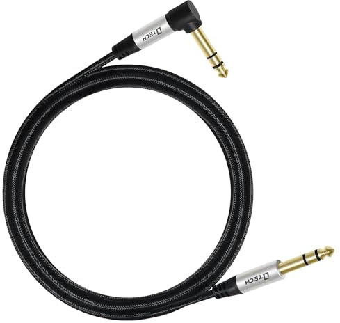 DTECH Electric Guitar Cable TRS 1/4 Instrument Cord Aux Right Angle Balanced Stereo Jack Quarter Inch 6.35mm for Speaker Amplifier Bass Studio Audio Monitor Mixer (1.0M)