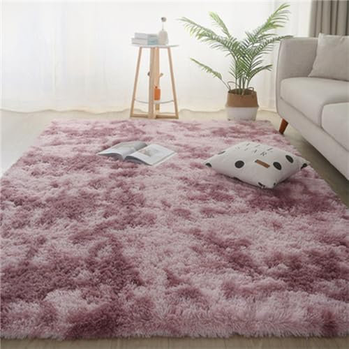 GROWBY Weiche, Flauschige Teppiche für das Wohnzimmer, großer Plüschteppich für rutschfesten, rechteckigen, Flauschigen Teppich, Altrosa, 120 cm x 200 cm