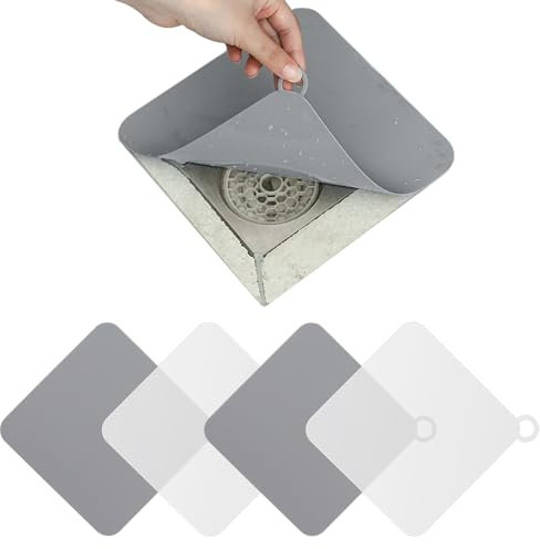 Scettar Tappo per Scarico in Silicone Antiodore,4 Pezzi 14.7CM Tappo per Vasca in Silicone per lo Scarico del Pavimento,Copertura Deodorante per Doccia,Bagno,Cucina,Lavanderia (Grigio,Bianco)