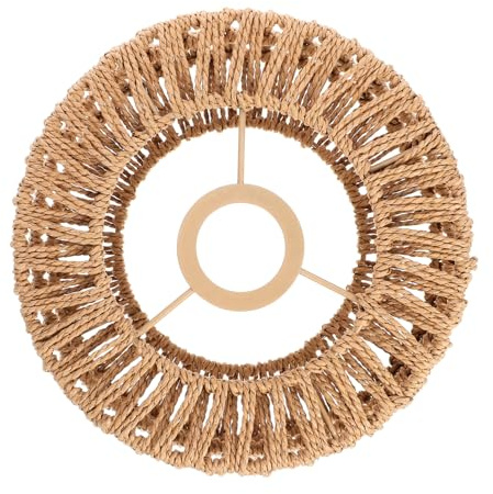 Kichvoe Pantalla De Lámpara De Cuerda De Paja Tejida Rústica 8.66X8.66X3.93In Para Lámpara De Techo Colgante Interior Que Suaviza La Luz Y Crea Ambiente Acogedor