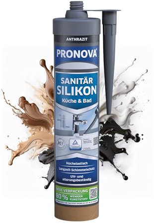 Premium Sanitär Silikon Dusche Bad & Küche Silikon Anthrazit Dichtmasse für innen und außen schimmelresistent 280ml - Made in Germany Vergilbungsfrei, Hochelastisch, UV- und alterungsbeständig