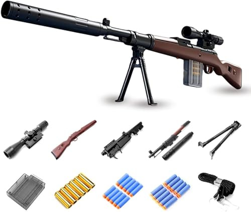 Bala de Espuma para Rifle de Francotirador con 20 Bolas Suaves, Rifle de Francotirador con Bisel para niños Unisex, Juego de Blaster para niños, niños y Adultos (Kar 98K)