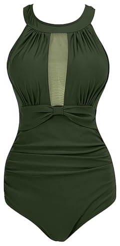 Viloree Baddräkter för kvinnor, slimmande, bikini, plusstorlek, monokini push up, Färg: grön, XL
