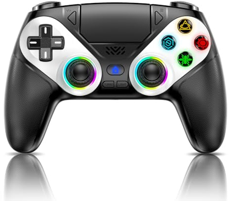 Gamrombo LED Wireless Controller for PS5, Compatible with PS5 Pro/Slim/PC, Dual Vibration, Macro/Turbo Function, 3.5mm Audio Jack, 6-Axis Motion Control Gamepad with Speaker