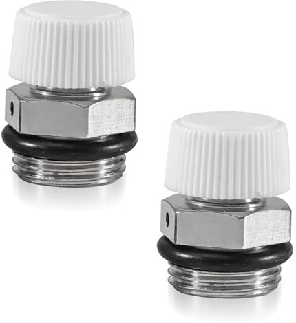 Silkwish 2 valvole di sfiato per radiatori, 3/8, in ottone da 3/8, con testa in plastica girevole, valvola di scarico per il rilascio dell'aria in impianti di riscaldamento e sistemi di calore