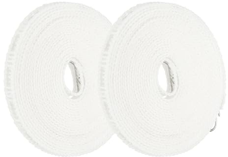 uxcell 2 Pcs Portable Travel Clothesline, 32.8ft Clothes Line Outdoors Travel Hanger Foldable Clothesline Rope with Hooks for Camping Hotel Backyard Home Cruise Ship, White