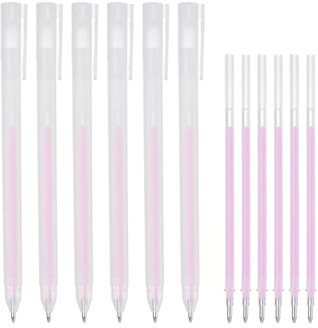 PATIKIL Bolígrafo De Pegamento De Secado Rápido, Bolígrafo Rodillo Pegamento Puntas Finas Morado Suministros Para Scrapbooking Con Tapa Y Recambios, 6 Unidades