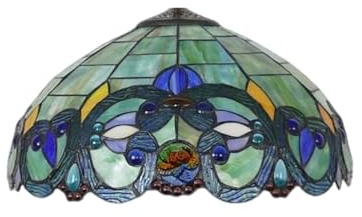 Dualbao Reemplazo De Vidrio De 16'' En Azul Pavo Real, Verde Y Amarillo con Estilo Barroco, Pantallas De Lámpara Hechas A Mano para Decoración Navideña del Hogar, Lámparas Escritorio.,Verde