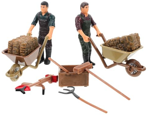 Abaodam Set de Figurines Miniatures Fermiers et Accessoires de Ferme Décoration de Bureau Réaliste et Compacte pour Jeu et Ornement de Table